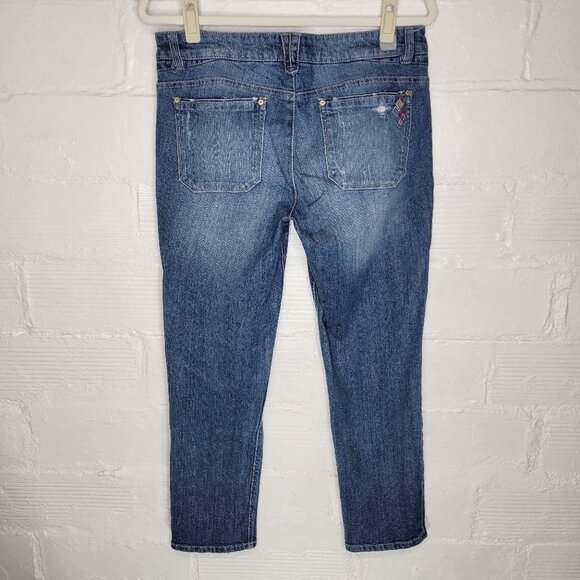 Democracy Women's Size 10 Jeans Girlfriend Distressed Embroidered - Picture 2 of 8